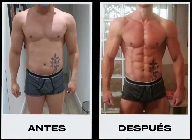 Cambio físico de un cliente de Toledo The Bull, antes y después 2